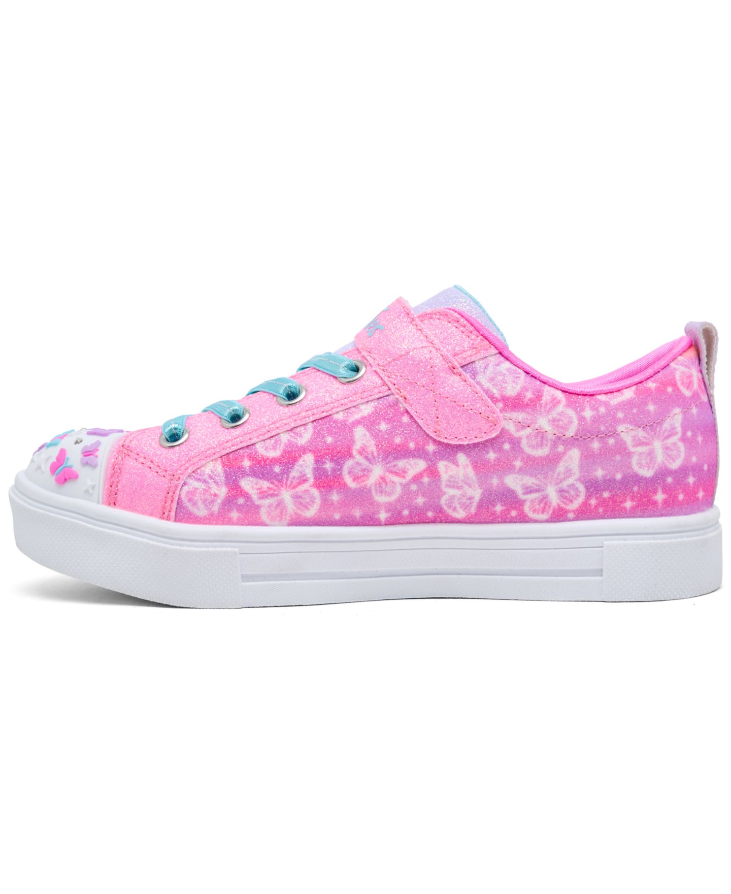 Детские кроссовки Skechers Little Kids' Twinkle Toes: Twinkle Sparks - Ombre Flutter Stay-Put Light-Up Casual, цвет: Розовый / Разноцветный — фото 3