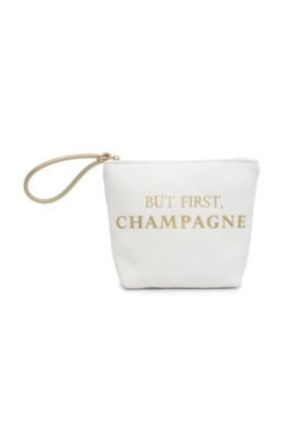 Carry-All Writing Canvas Gold-Tone Quote Wristlet