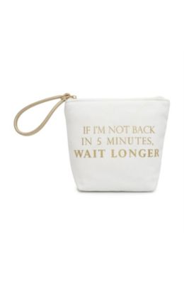 Carry-All Writing Canvas Gold-Tone Quote Wristlet