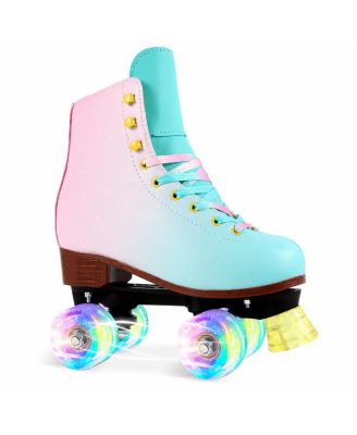 Light Up Quad Roller Skates For Women Girls Lace Up Indoor Outdoor Adjustable Comfortable