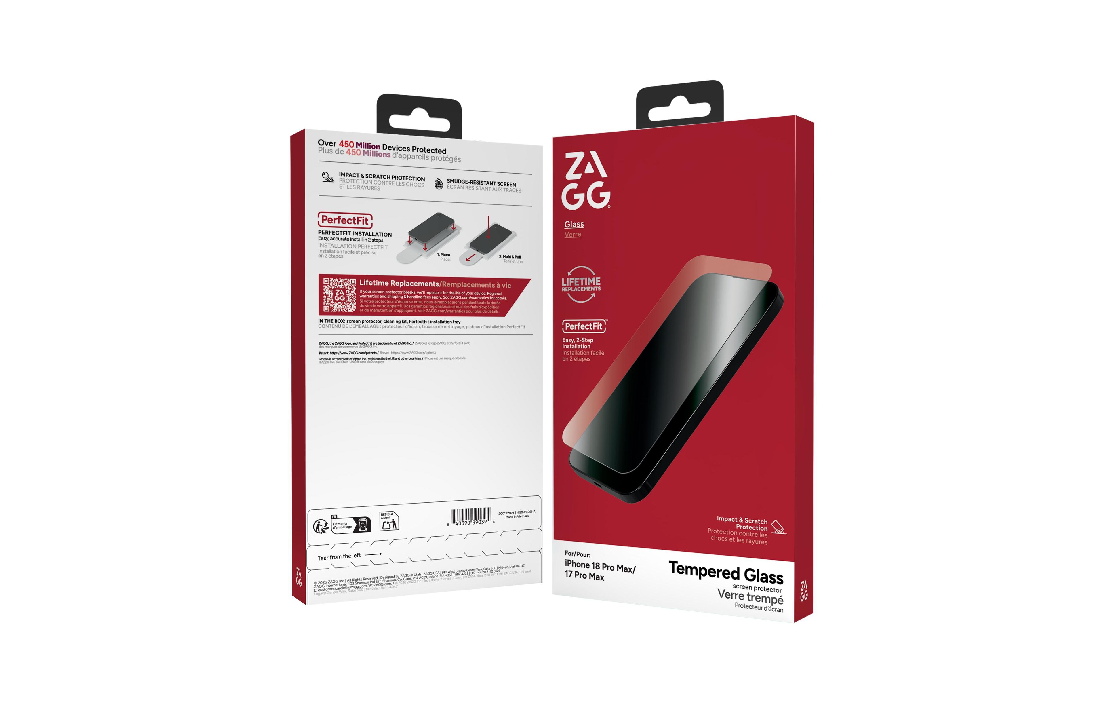 Zagg Glass Screen Protector for Apple iPhone 18 Pro Max / 17 Pro Max