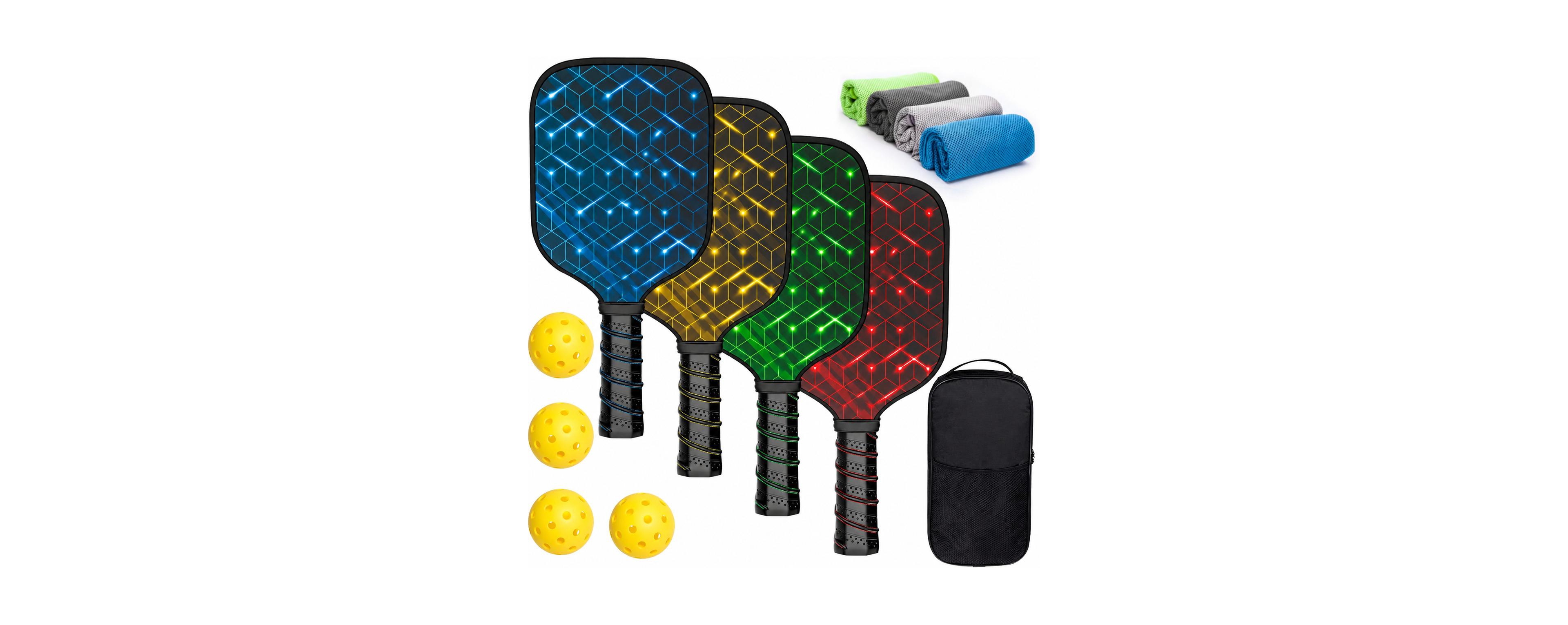 Sportneer Usapa Approved Pickleball Paddles Set of 4 with 4 Balls 4 Towels Carry Bag Lightweight for All Skill Levels