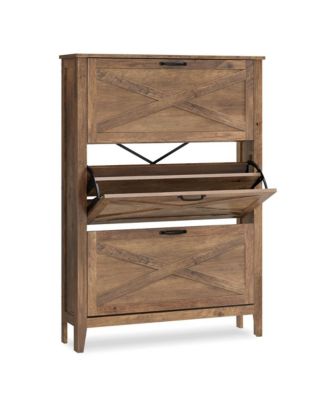Shoe Cabinet Organizer with 3 Flip Drawers for 18-24 Pairs