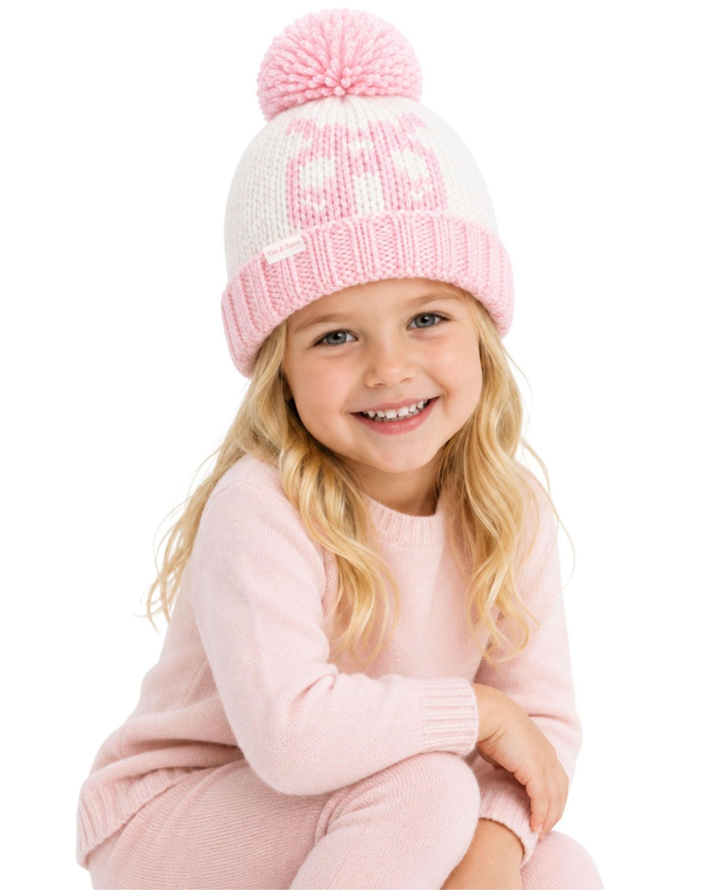 Тапочки Bits & Bows Ballet Slippers Oversized-Pom Bobble Hat для девочек, цвет: Розовый / Белый — фото 2