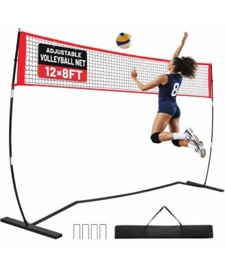 Portable Freestanding Volleyball Net Adjustable Height Backyard Beach Practice Set