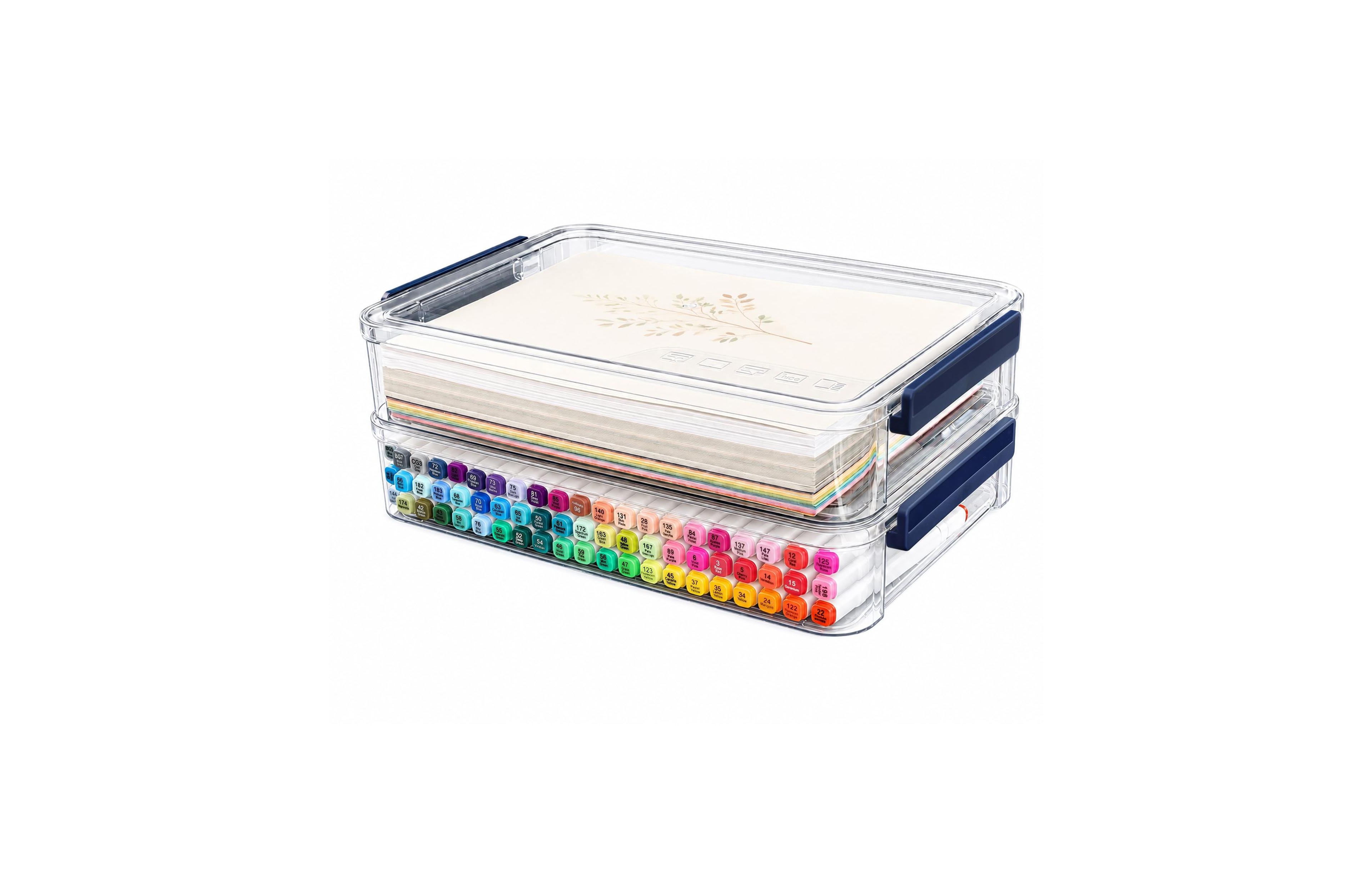 Aeelike 2 Pack Clear Plastic Stackable Storage Boxes Snap Latch Heavy Duty