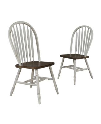 Rubberwood Solid Windsor Dining Chair, Kitchen Side Chair Set, Set of 2
