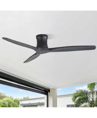 52-inch Modern Flush Mount Ceiling Fan with 3 Solid Wood Blade, Dc Motor and Remote Control