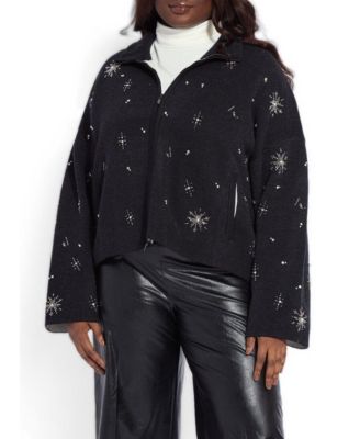 Plus Size Scottie Oversized Embellished Knit Jacket