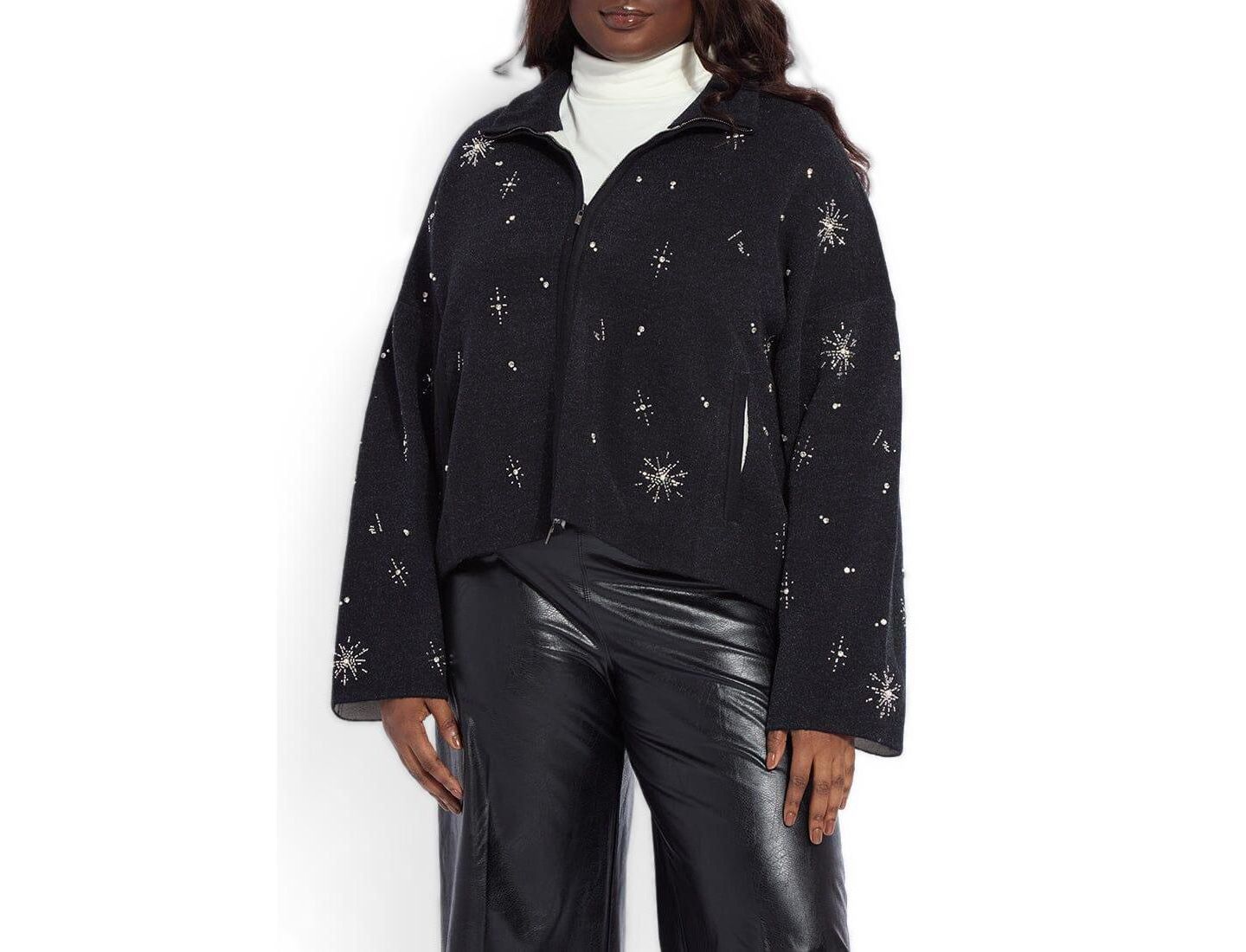 Женская куртка LYSSE Plus Size Scottie Oversized Embellished Knit, цвет: Графитовый / Серый — фото 1