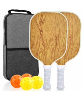 USAPA Approved Fiberglass Pickleball Paddles Set of 2 with Balls and Carry Bag