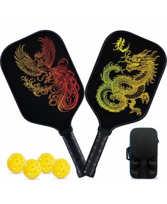 Pickleball Paddles Set Of 2 With 4 Outdoor Balls Carry Bag Lightweight Carbon Fiber For All Players