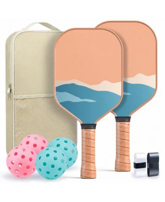 Pickleball Paddles Set Of 2 Lightweight Fiberglass Beginner Set With Grip Tape And Bag