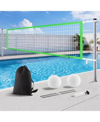 Adjustable Pool Volleyball Net Set Rust Proof Aluminum Poles All Weather Net