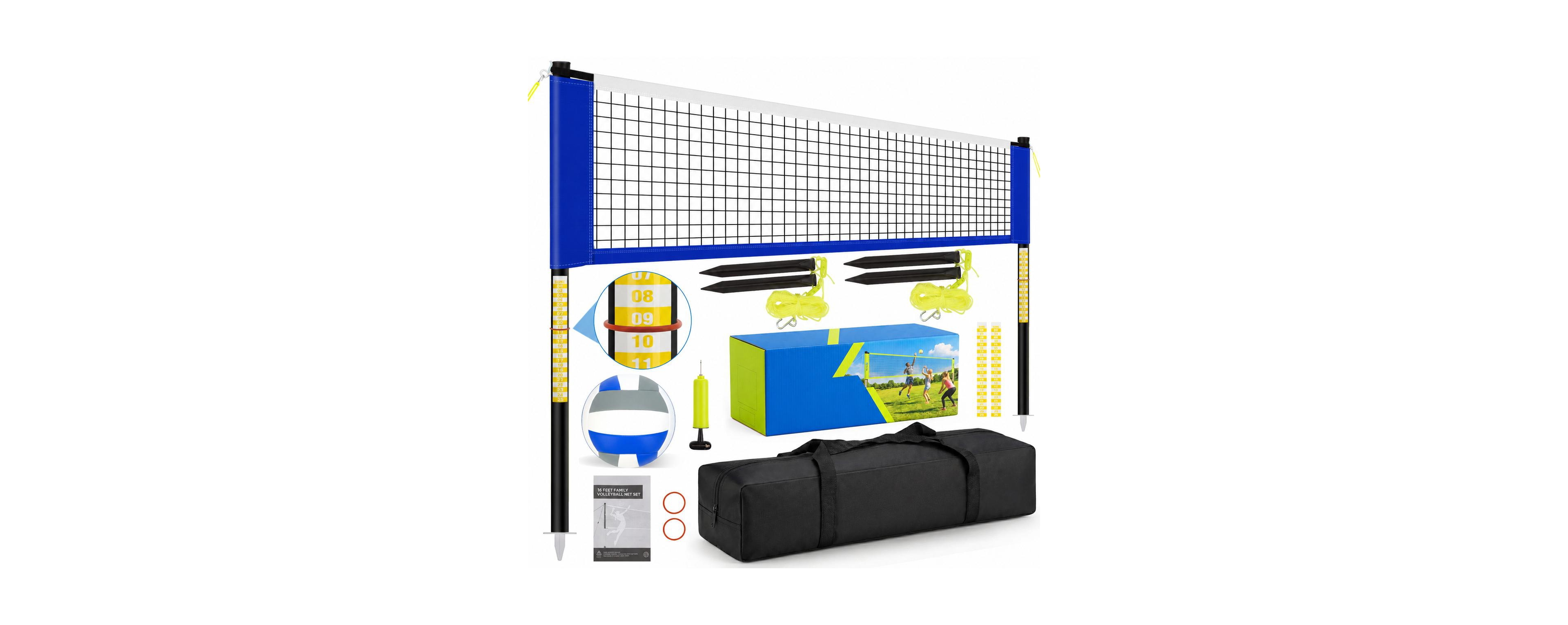 Furlihong Outdoor Volleyball Net Set Adjustable Poles Portable Backyard Beach Game
