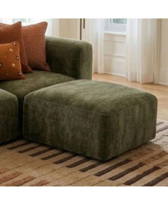 Living Room Chenille Ottoman, Square Modular Accent, Sectional Extension Module