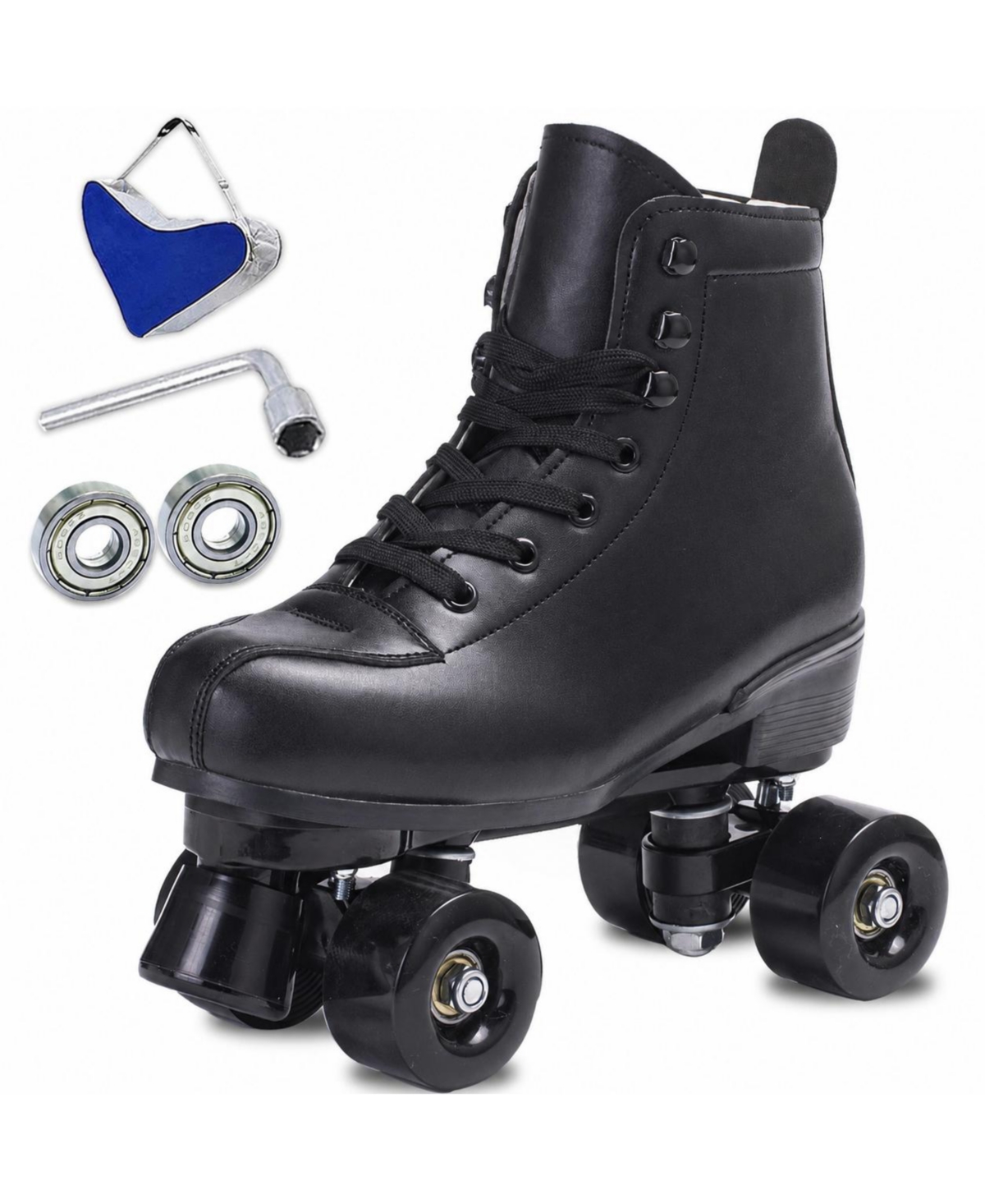 Magicorange High Top Quad Roller Skates Classic Adjustable Outdoor Indoor For All - Black wheel 39-women's 7 / men's 6