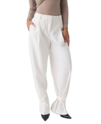 Women's Ankle Frog High-Waisted Pleated Chino Pants