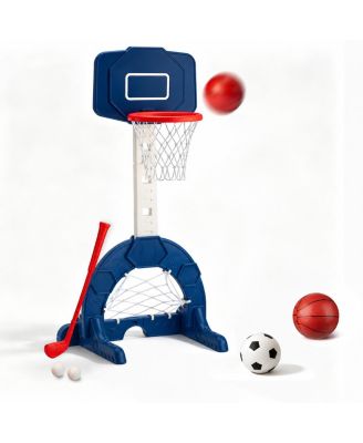 3 in 1 Kids Sport Activity Center Adjustable Height Basketball Hoop Soccer Golf Game