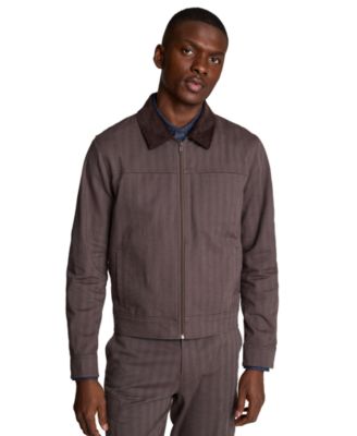Men's Classic-Fit Zip-Front Trucker Jacket with Contrast Collar