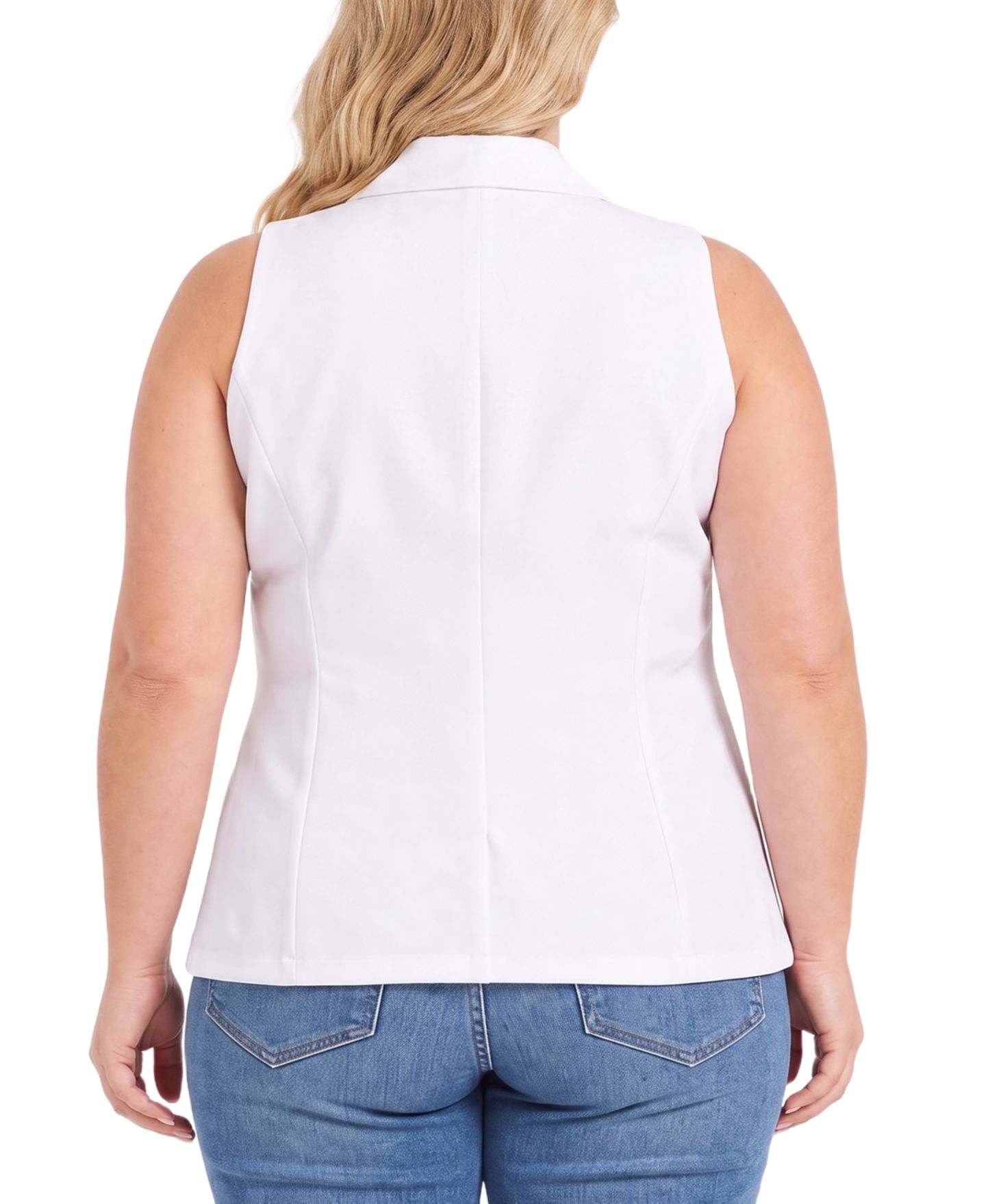 Женский жилет NY Collection Plus Size Sleeveless Tailored Notch Collar, цвет: Белый — фото 4