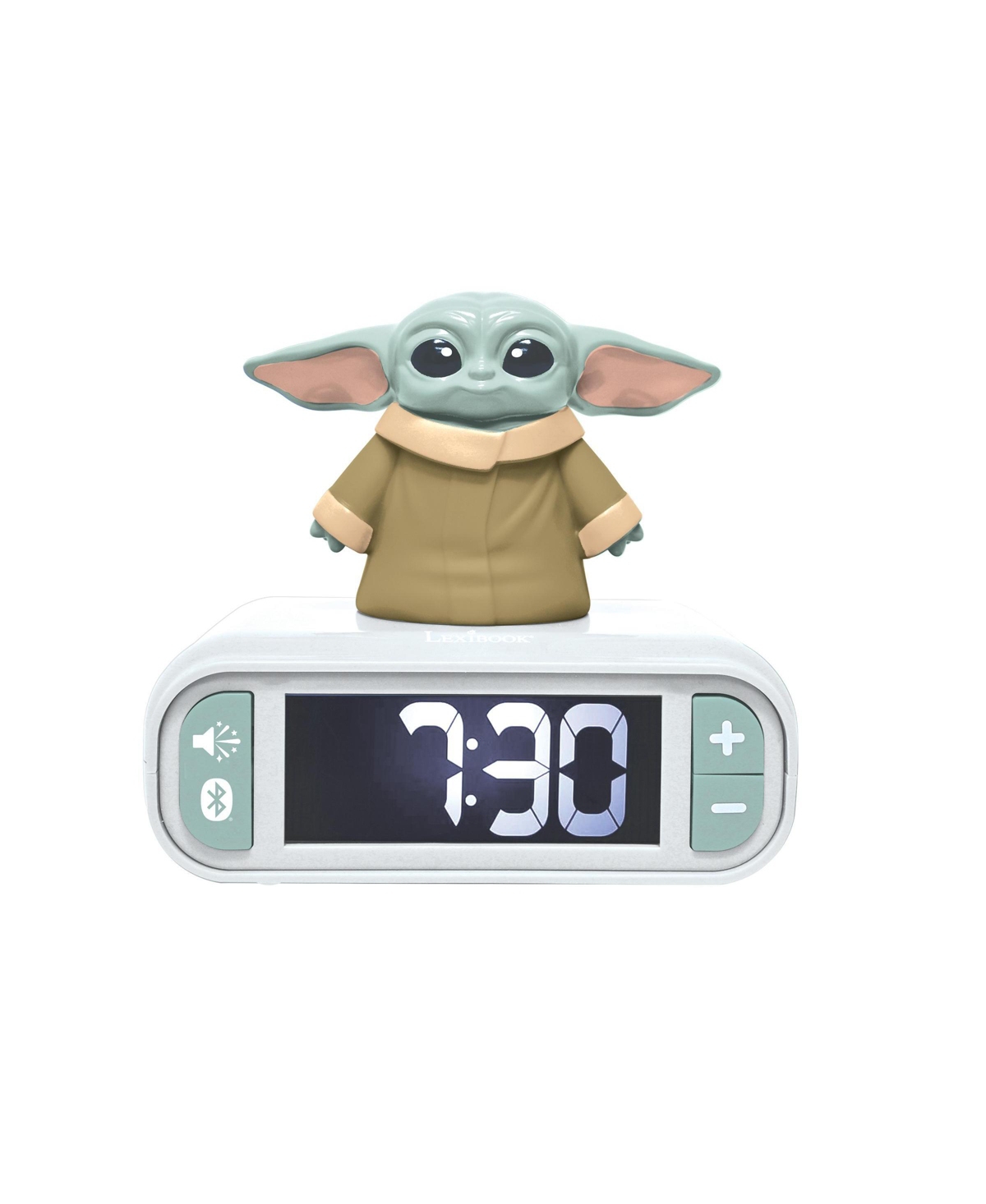 Disney Star Wars Grogu Digital Alarm Clock with Nightlight and Bluetooth Speaker - White