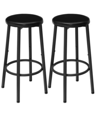 Set of 2 PU Leather Bar Stools with Footrest for Kitchen Island and Dining Area