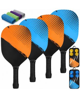4 Pack Pickleball Paddles Set With 8 Balls And Carry Bag For Beginners All Skill Levels