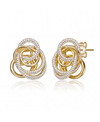 Modern 14K Gold Plated CZ Eternity Knot Chunky Earrings