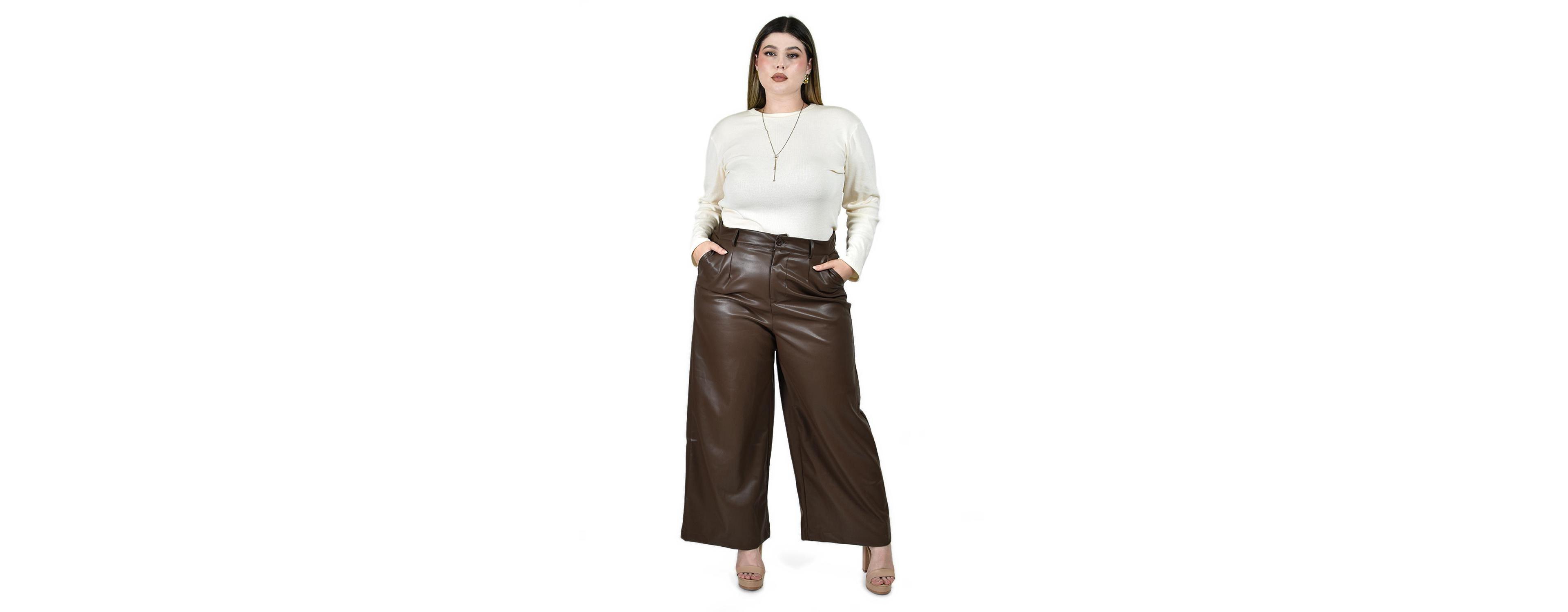 Roman Fashion Women's Vinyl Wide Leg Trousers