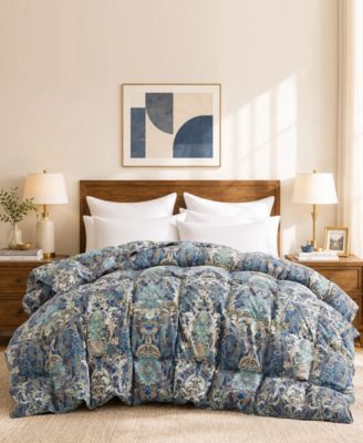 Printed All Season White Goose Feather Fiber Comforter, California King