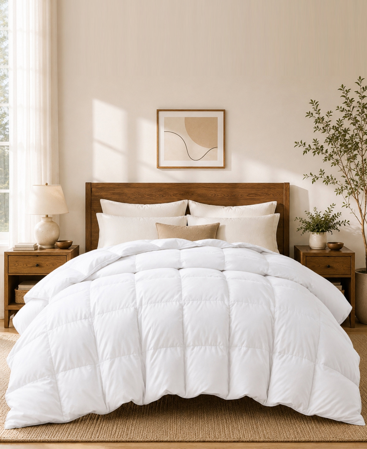 Closeout! Unikome Medium Weight Goose Down Feather Fiber Comforter, Full/Queen