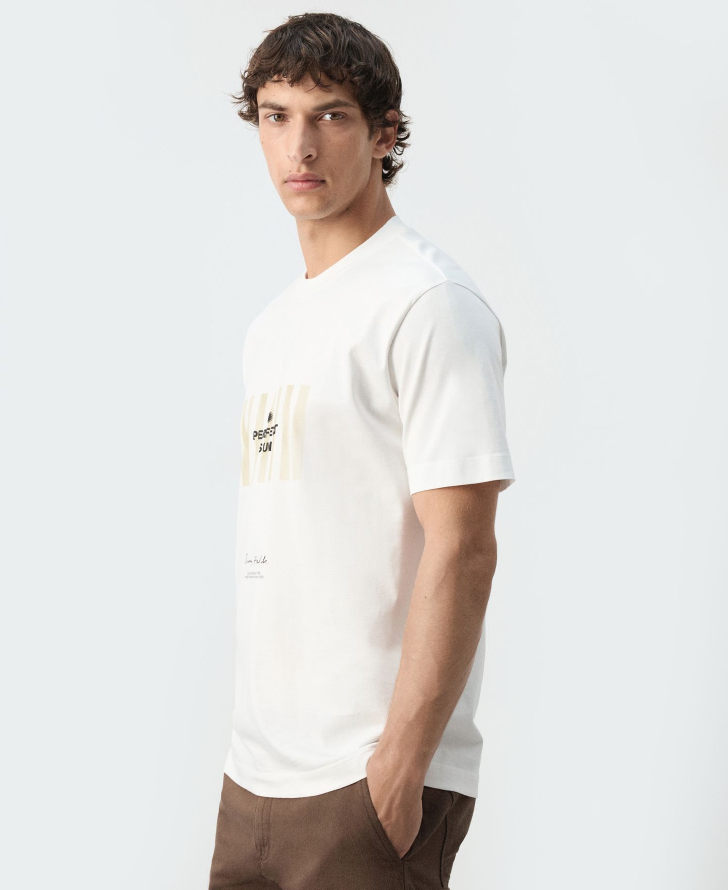 Мужская футболка Mango Graphic Regular-Fit Cotton, цвет: Белый — фото 6