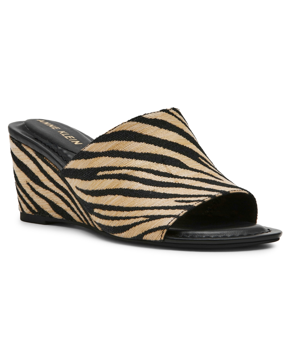 Anne Klein Women's Charisma Peep-Toe Wedge Heel Sandals - Zebra Raffia