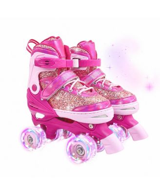 Adjustable Kids Roller Skates 4 Size ABEC 7 Bearings Breathable Safe Beginner Skates