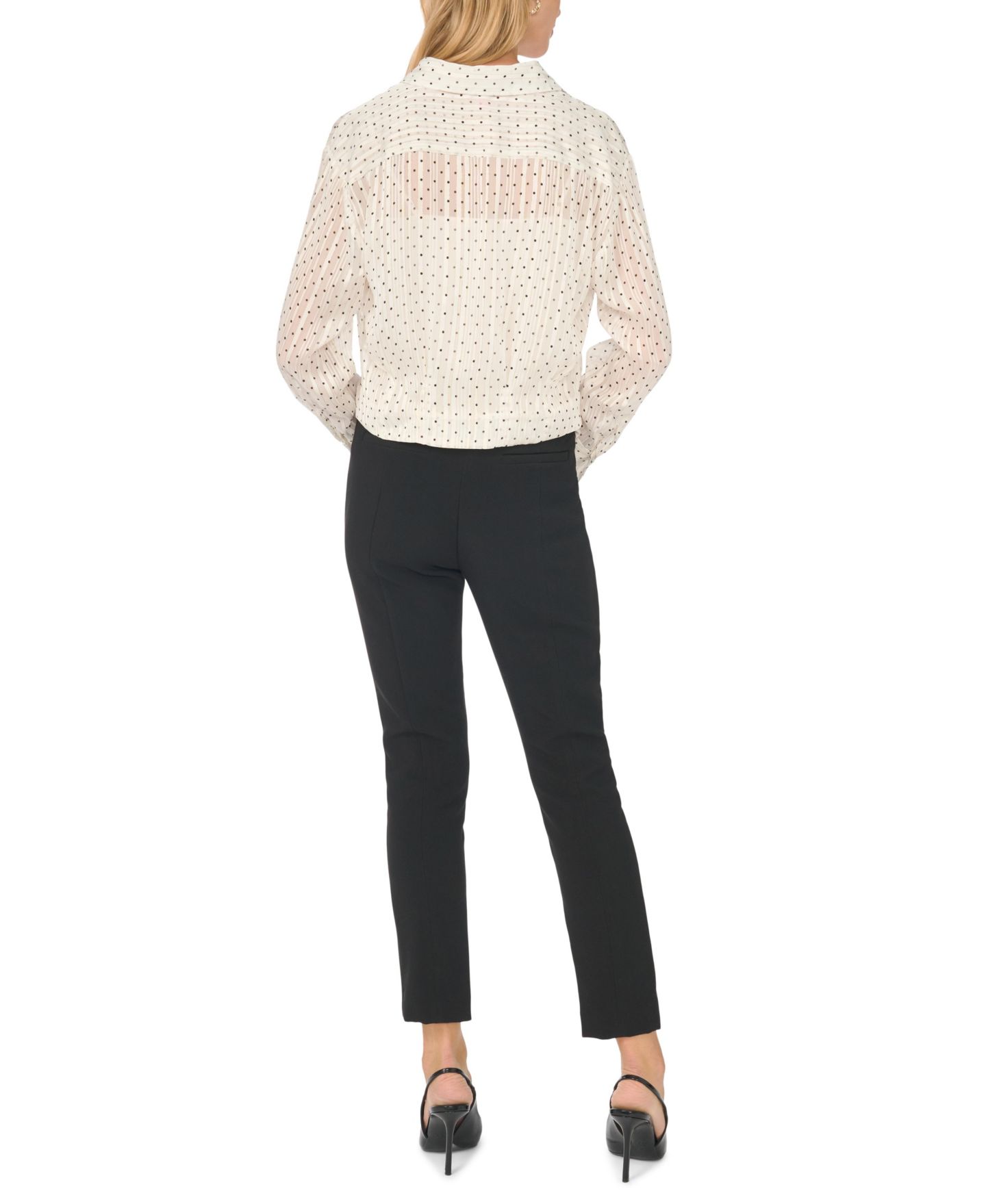 Женская блузка Vince Camuto Polka Dot Pintuck Long-Sleeve, цвет: Слоновая кость — фото 6