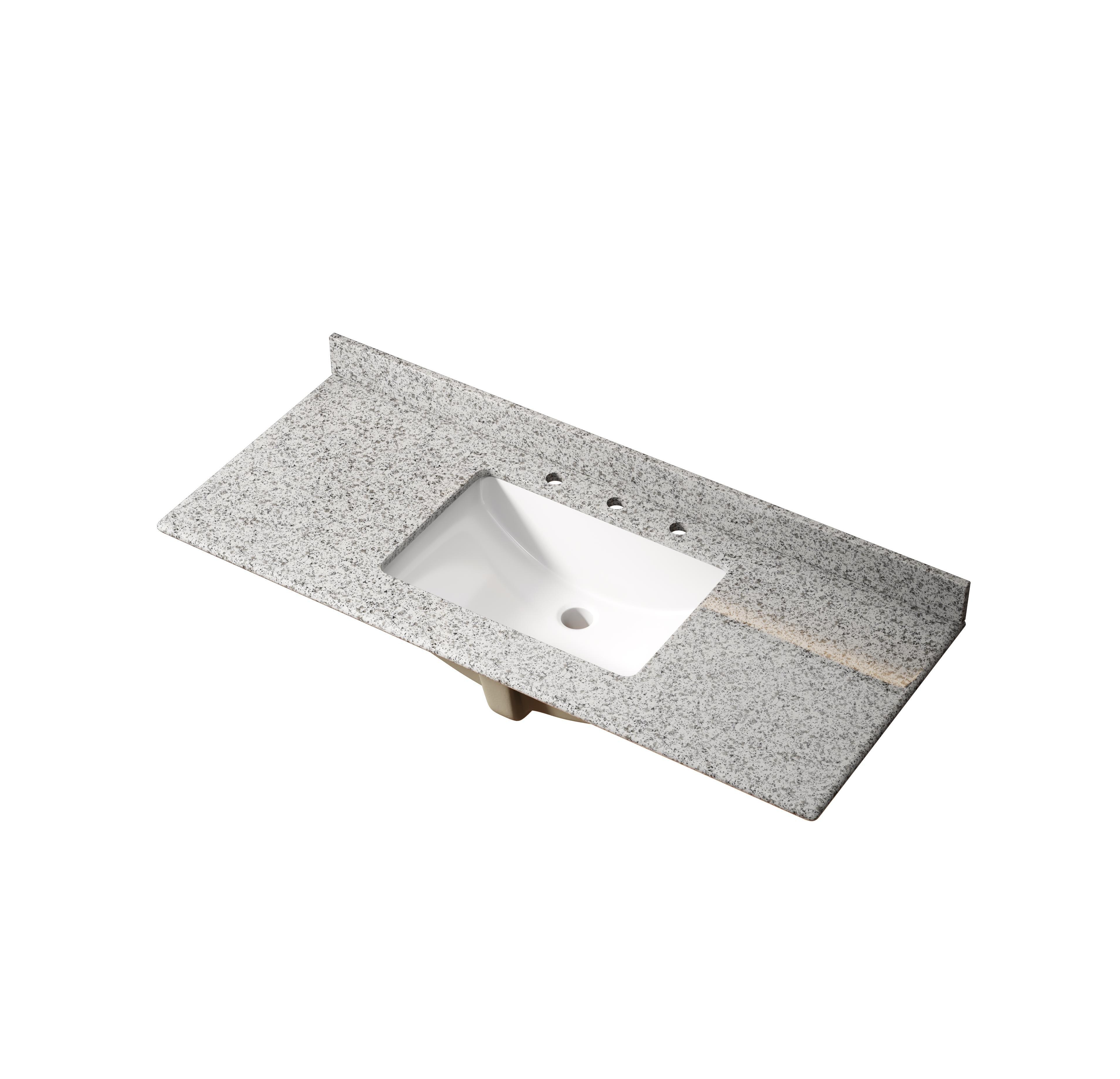 Busdays 48 Inch Bathroom Vanity Top Natural Granite Countertop with White Ceramic Sink No Faucet No Drain Set No Sink Stopper