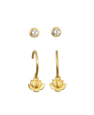Manifesting New Beginnings White Topaz Lotus Earring Set