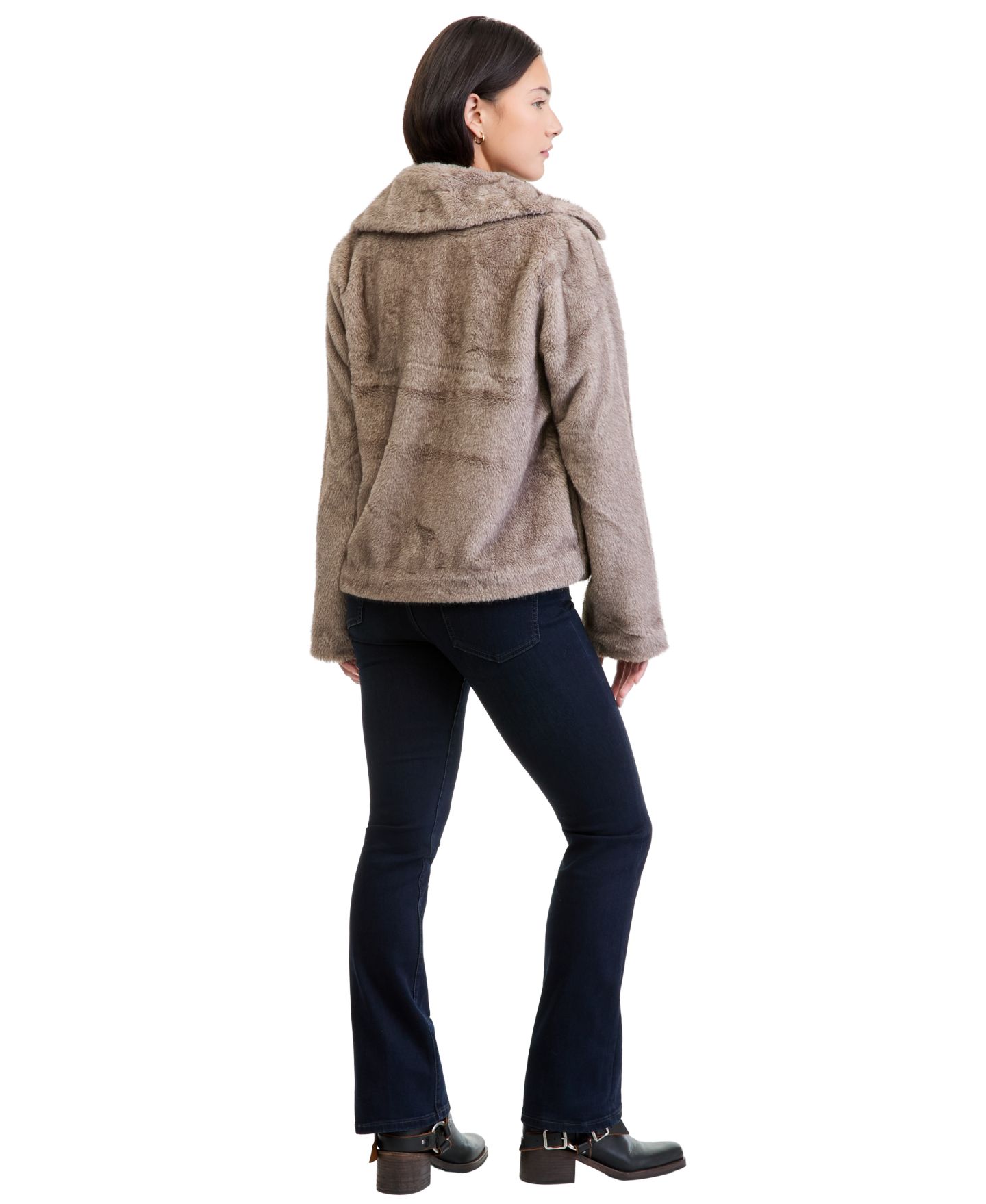Женская куртка Liverpool Los Angeles Cropped Collared Faux Fur, цвет: Чёрный — фото 5