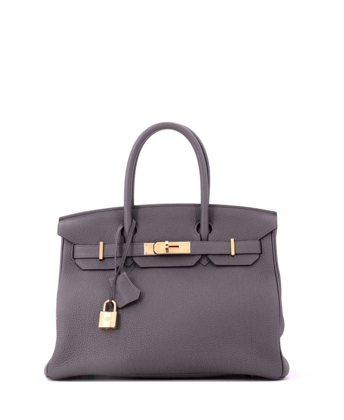 Pre-Owned Hermes Birkin 30 Handbag Grey Togo with Rose Gold Hardware - Grey