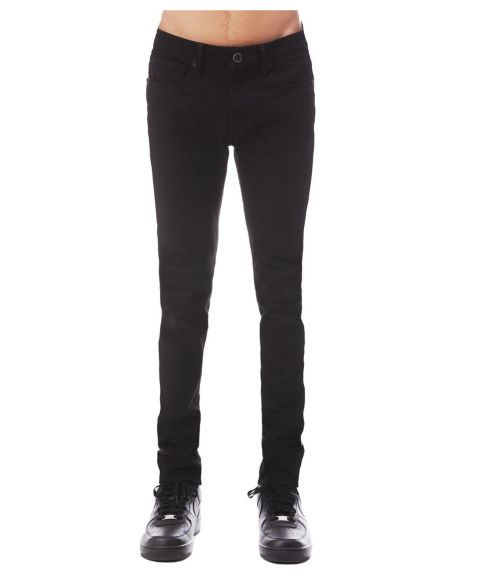 Мужские джинсы Hvman Chosen To Prevail x Cult Strat Super-Skinny Low-Rise Leather-Trim, цвет: Чёрный