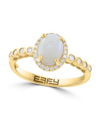 Oval Opal Halo Ring (5/8 ct. Opal, 1/4 ct. t.w. Diamond) in 14k Yellow Gold