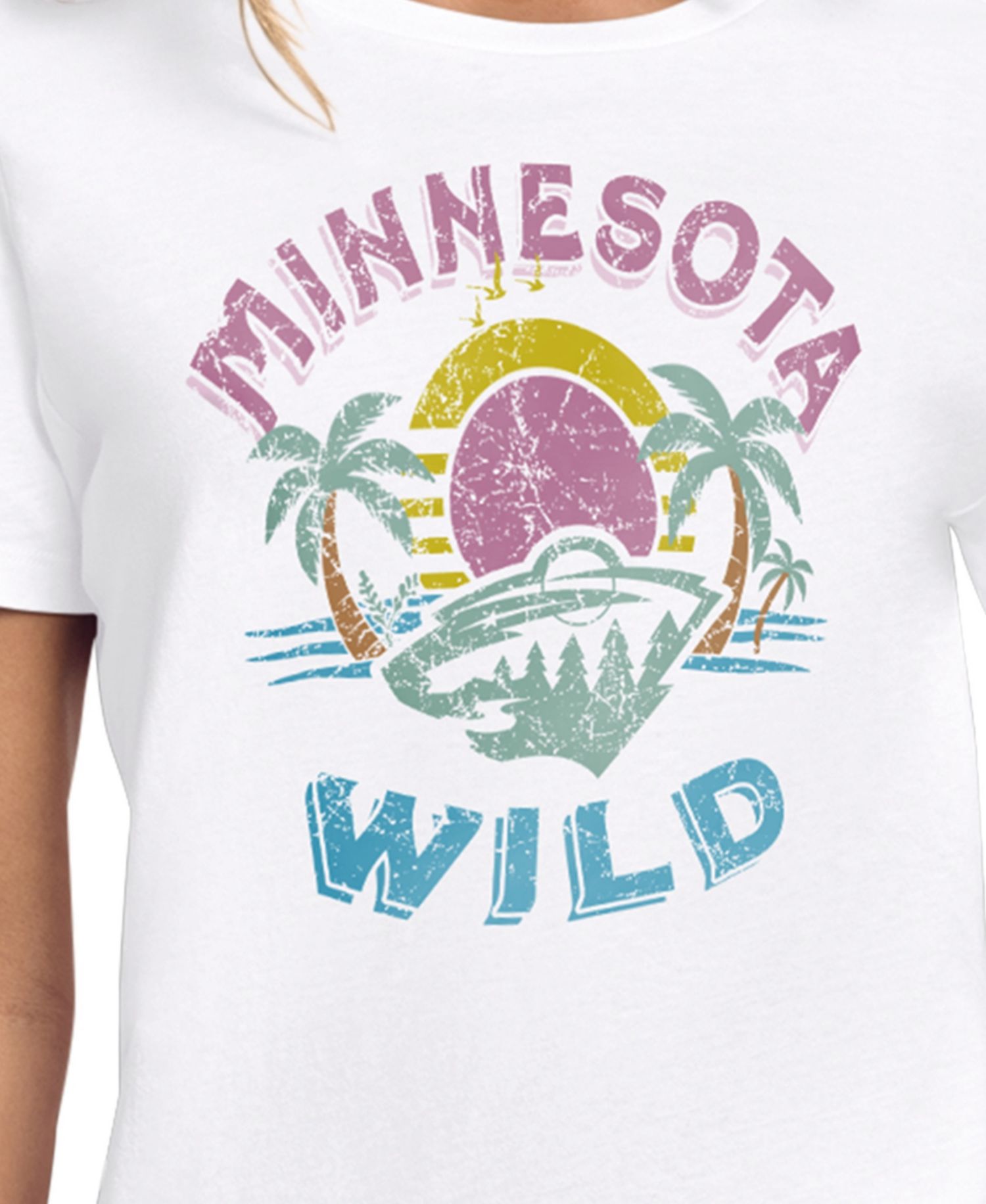 Women's White Minnesota Wild Tonal Beach T-Shirt