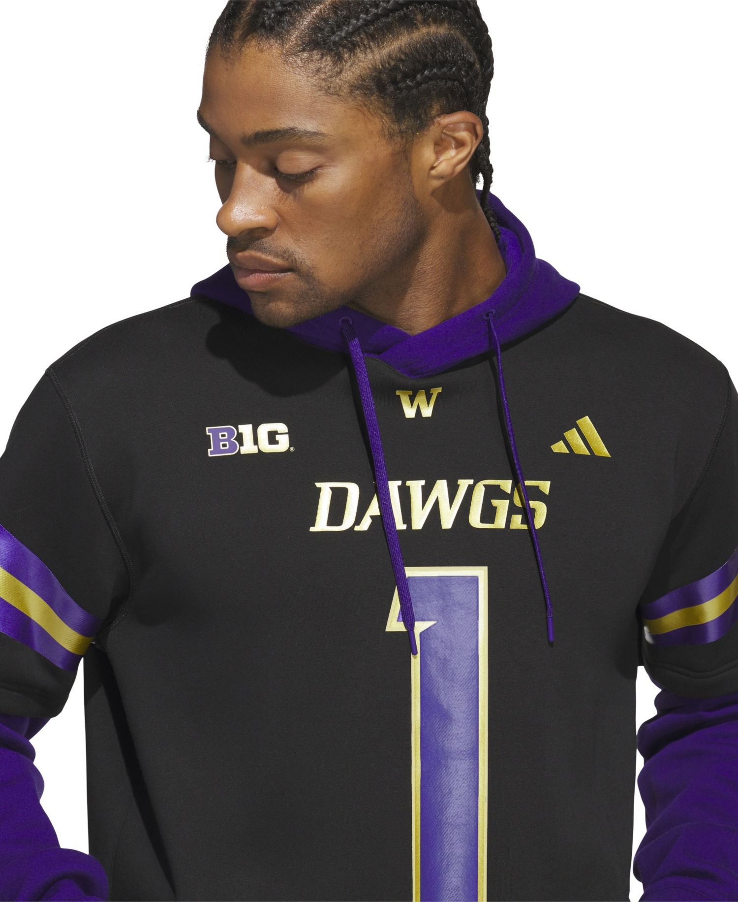 Men's Black Washington Huskies Dawgs Strategy Jersey Hoodie