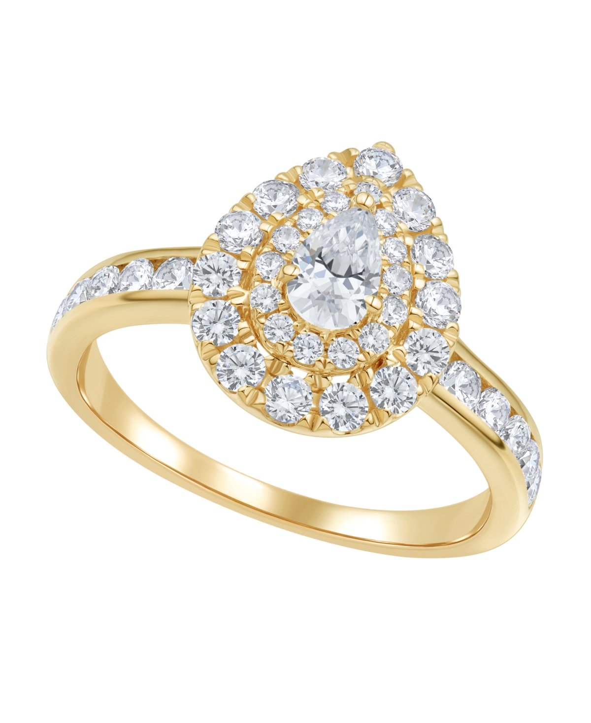 Macy's Pear Diamond Halo Ring (1 ct. t.w.) in 14k Yellow Gold
