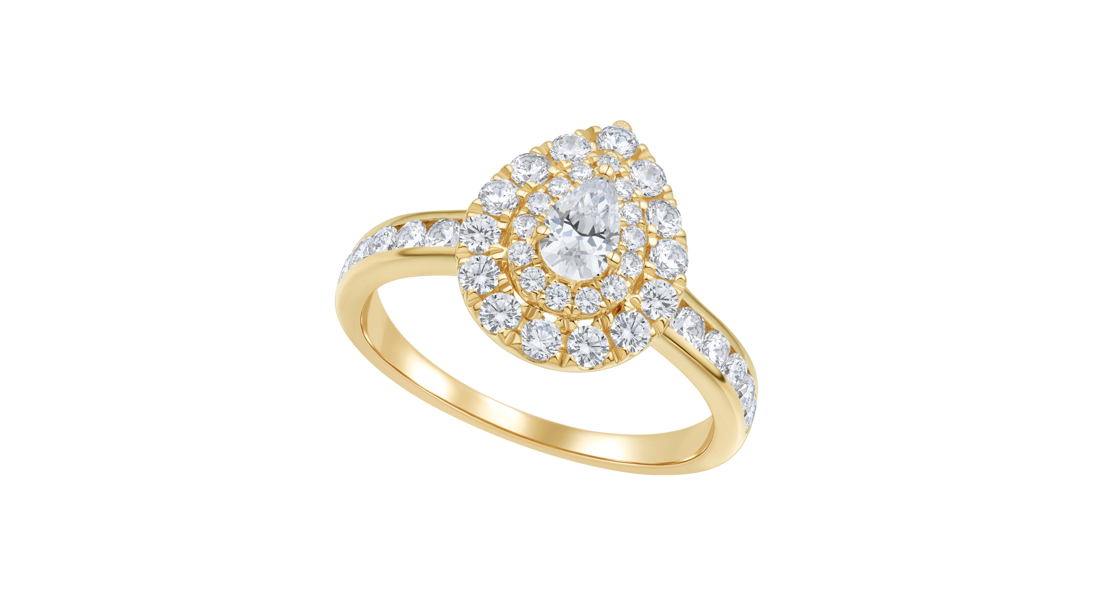 Macy's Pear Diamond Halo Ring (1 ct. t.w.) in 14k Yellow Gold