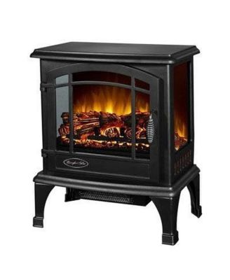 20" Electric Fireplace Stove Heater, 1400W Portable Freestanding with Thermostat, Realistic Flame Logs and Safety Protection for Bedroom
