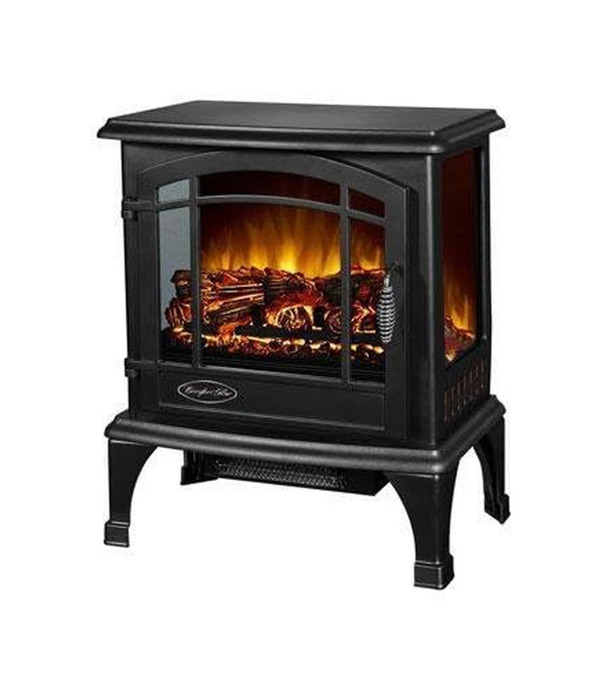 homfan 20" Electric Fireplace Stove Heater, 1400W Portable Freestanding with Thermostat, Realistic Flame Logs and Safety Protection for Bedroom