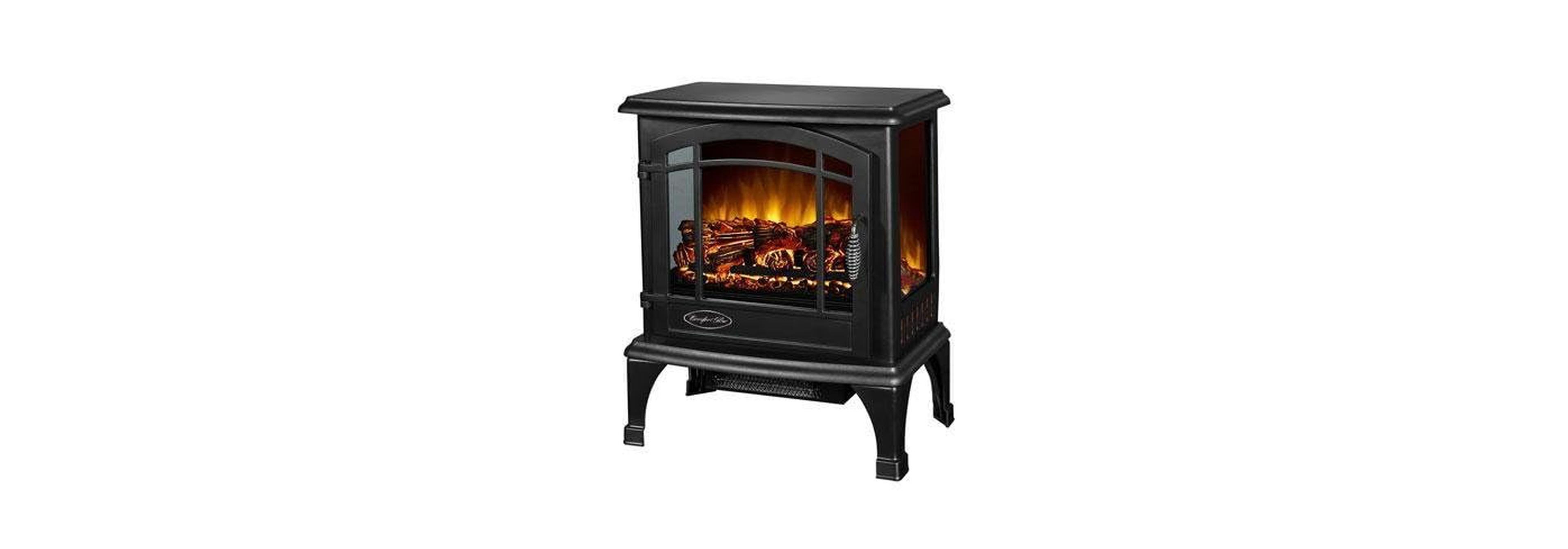 homfan 20" Electric Fireplace Stove Heater, 1400W Portable Freestanding with Thermostat, Realistic Flame Logs and Safety Protection for Bedroom