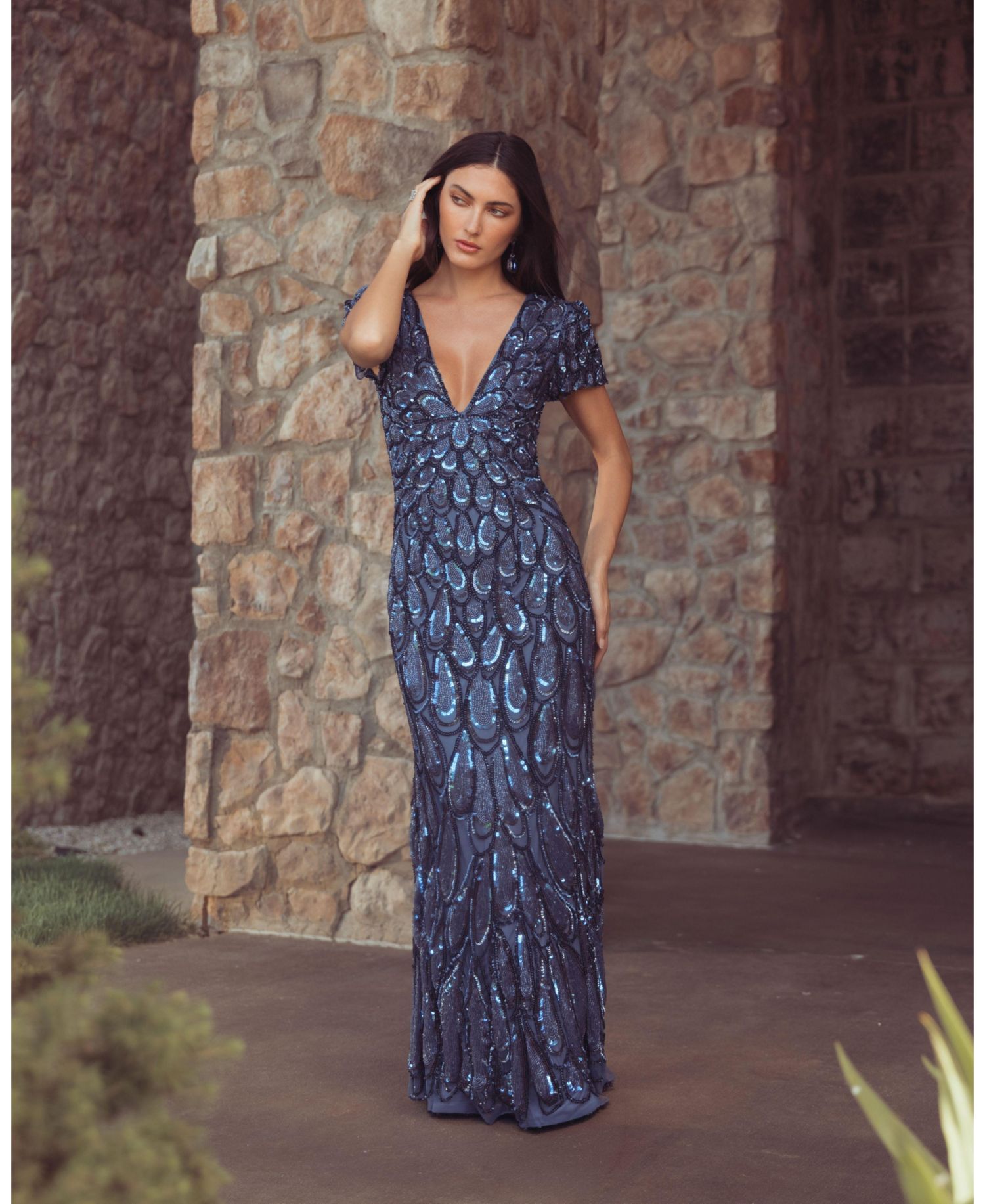 Women's Sequin V-Neck Gown